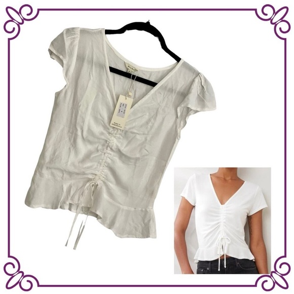 Sim & Sam Tops - Elegant White Ruched Top